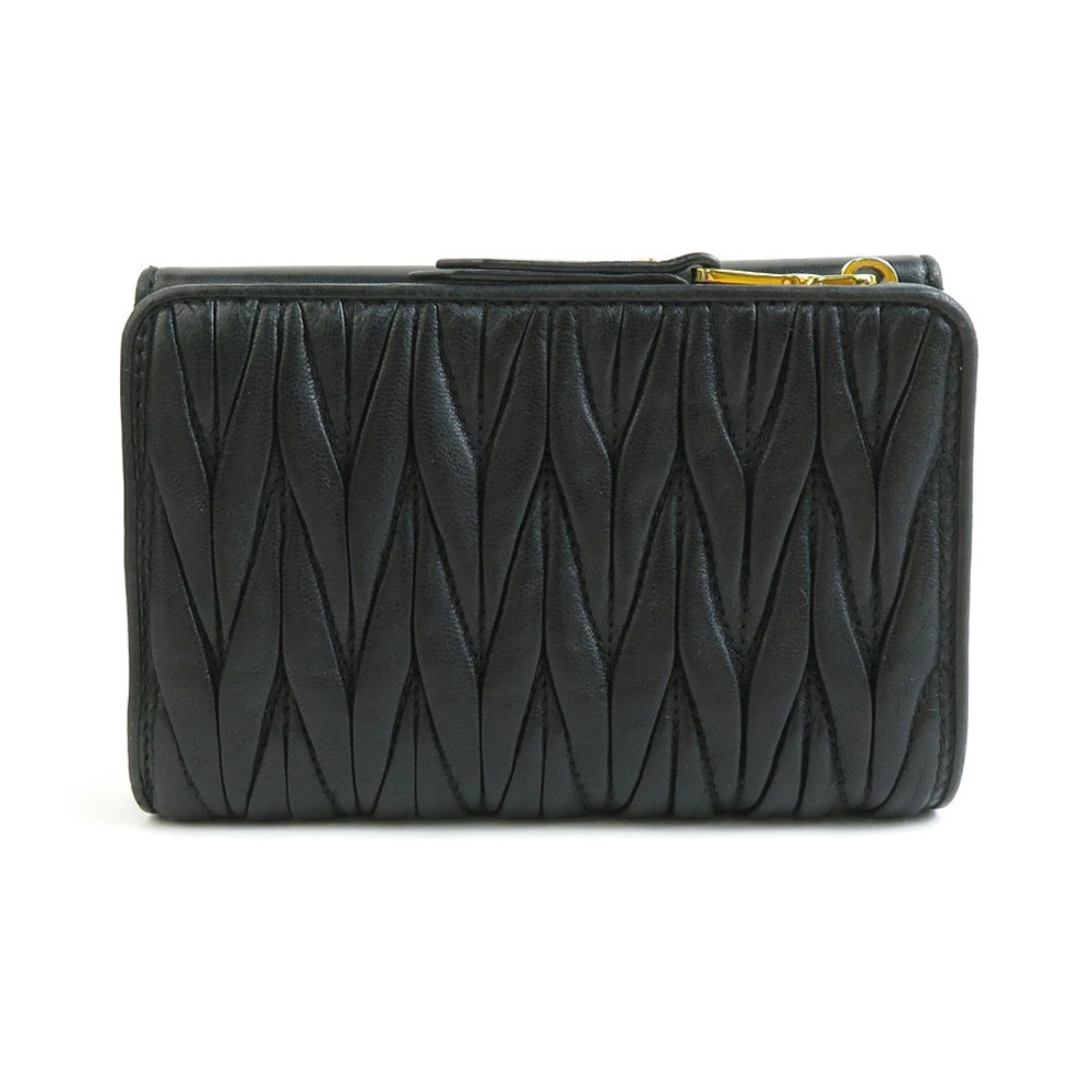 Miu Miu Leather Wallet Matelasse Black Bi fold Black